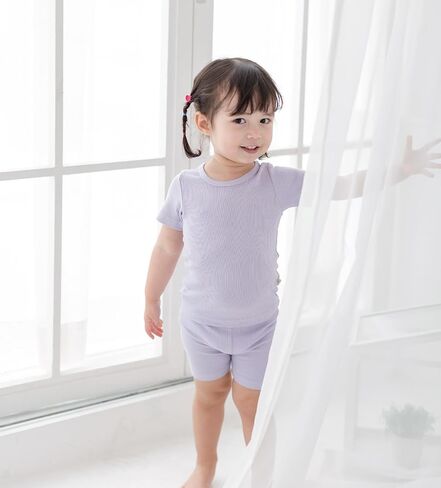AVAUMA Baby Boys Girls Pajama Set Kids Toddler Snug fit Ribbed Sleepwear pjs for Daily Life Style (Purple, Pink 3T) (2Pack-Short) in Kuwait