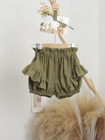Baby Girls Ruffle Shorts Toddler Diaper Covers Little Girls Bottoms Bloomers Cotton Pants 3 Months-6T in Kuwait