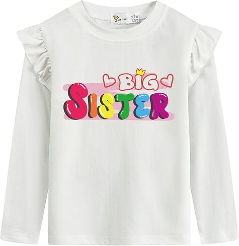 Shirts Toddler Girls Ruffle Long Sleeve Little Kids Cotton Tees Graphic Tops 2-7 Years in Saudi Arabia