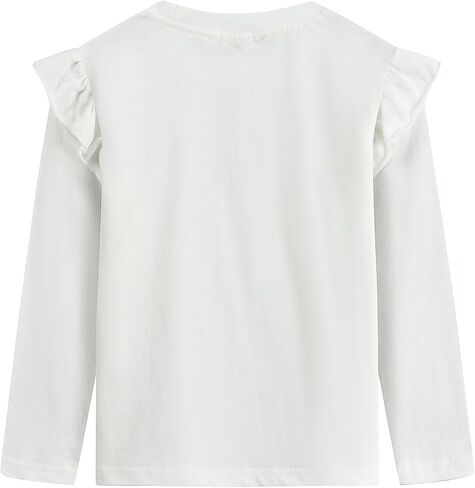 Shirts Toddler Girls Ruffle Long Sleeve Little Kids Cotton Tees Graphic Tops 2-7 Years in Saudi Arabia