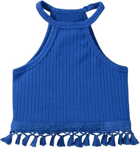 SOLY HUX Toddler Girl's Fringe Trim Halter Top Sleeveless Summer Boho Crop Cami Tops in Saudi Arabia