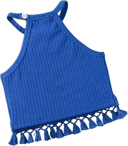 SOLY HUX Toddler Girl's Fringe Trim Halter Top Sleeveless Summer Boho Crop Cami Tops in Saudi Arabia