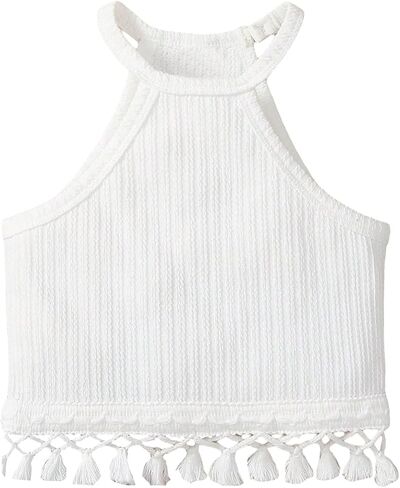 SOLY HUX Toddler Girl's Fringe Trim Halter Top Sleeveless Summer Boho Crop Cami Tops in Saudi Arabia
