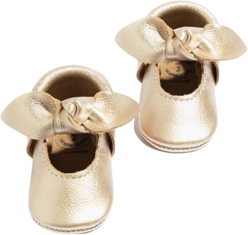 Freshly Picked Knotted Bow Baby Girl Shoes Soft Sole or Hard Sole, Premium Leather Baby Shoes Handmade in Utah, Infant to Toddler Sizes in Saudi Arabia