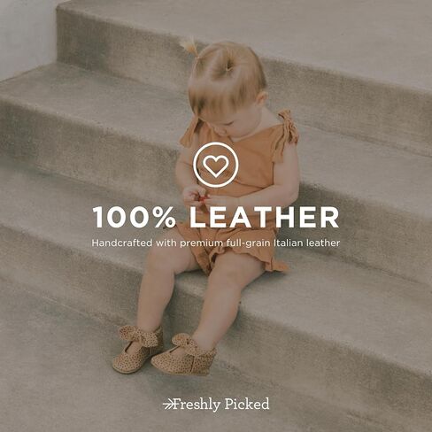 Freshly Picked Knotted Bow Baby Girl Shoes Soft Sole or Hard Sole, Premium Leather Baby Shoes Handmade in Utah, Infant to Toddler Sizes in Saudi Arabia