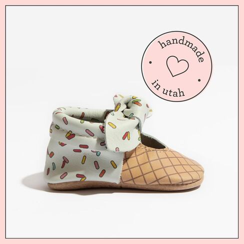 Freshly Picked Knotted Bow Baby Girl Shoes Soft Sole or Hard Sole, Premium Leather Baby Shoes Handmade in Utah, Infant to Toddler Sizes in Saudi Arabia