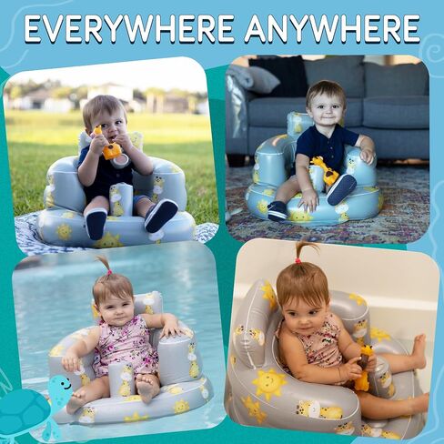 SplashEZ Inflatable Baby Seat - Sit-Up Chair for Baby 3 Months to 3 Years - Inflatable Infant Chair for Sitting Support - Blow-Up Baby Seat with Air Pump - Sit Me Up Seat for Home, Floor, Travel in Saudi Arabia