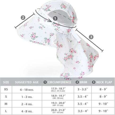 Baby Sun Hat UPF 50+ Toddler Kids Summer Cap Wide Brim Neck Flap Floppy Beach Hats, 6m, 12m, 4T, 8yrs in Saudi Arabia