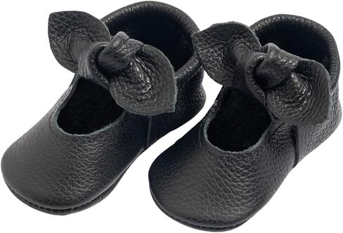 Freshly Picked First Pair Knotted Bow Baby Girl Leather Moccasins - Soft Sole Baby Shoes, Infant Shoes in Saudi Arabia