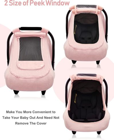 Baby Car Seat Cover for Summer,100% Organic Cotton Carseat Cover for Babies,Infant Car Seat Cover Canopy for Boys& Girls, Lightweight & Breathable (Pink) in Saudi Arabia