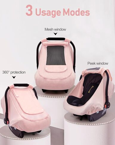 Baby Car Seat Cover for Summer,100% Organic Cotton Carseat Cover for Babies,Infant Car Seat Cover Canopy for Boys& Girls, Lightweight & Breathable (Pink) in Saudi Arabia