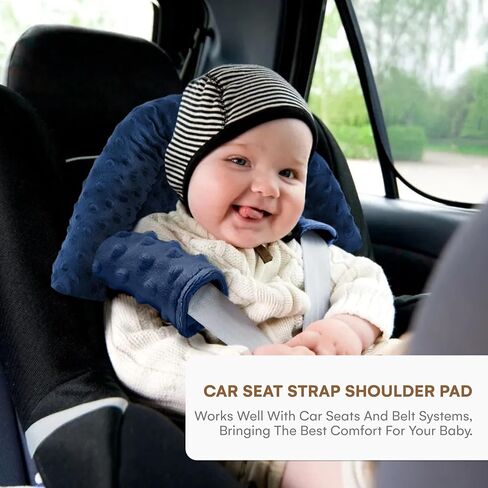 Childlike Behavior Carseat Head Support for Infant - Premium Shoulder Strap Covers for Enhanced Comfort - Easy-Install Carseat Belt Cover for Babies - Stylish and Soft Car Seat Accessories - Baby Pink in Saudi Arabia