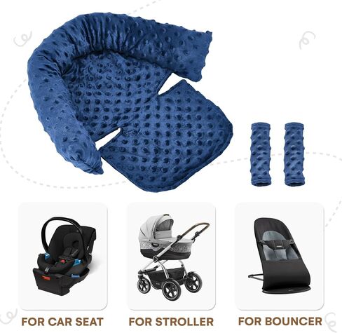 Childlike Behavior Carseat Head Support for Infant - Premium Shoulder Strap Covers for Enhanced Comfort - Easy-Install Carseat Belt Cover for Babies - Stylish and Soft Car Seat Accessories - Baby Pink in Saudi Arabia