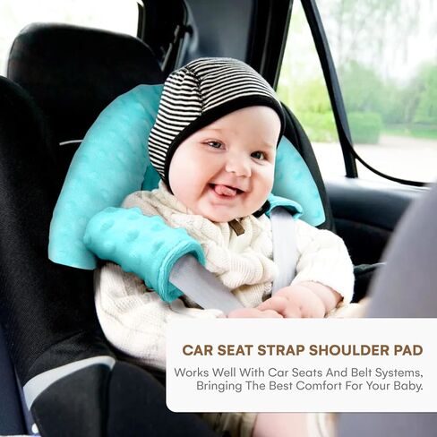 Childlike Behavior Carseat Head Support for Infant - Premium Shoulder Strap Covers for Enhanced Comfort - Easy-Install Carseat Belt Cover for Babies - Stylish and Soft Car Seat Accessories - Baby Pink in Saudi Arabia