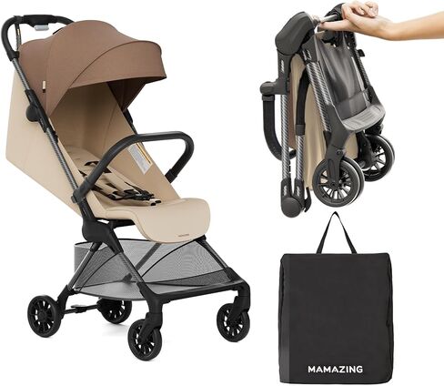 Lightweight Baby Strollers for Airplane, Ultra-Compact Travel Stroller, Light & Strong Portable Toddler Stroller with Carbon Fiber Frame and UPF 50+ Waterproof Fabric, Only 9.9 lbs, Brown in Saudi Arabia