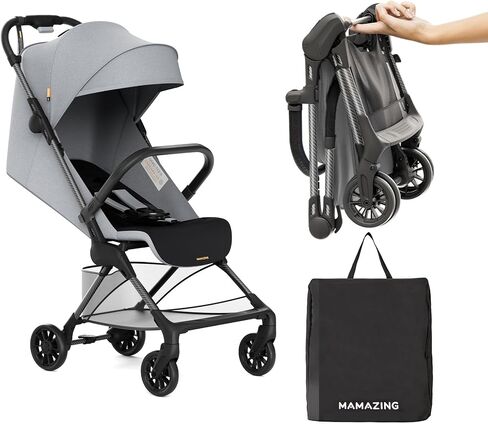 Mamazing Ultra Air X Baby Travel Stroller, Ultra-Lightweight Under 10 lbs | Compact Carbon Fiber Frame & Airplane Friendly, Lightweight Stroller with Reclining Seat, UPF 50+ Canopy & Travel Bag in Saudi Arabia