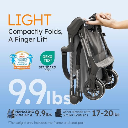 Mamazing Ultra Air X Baby Travel Stroller, Ultra-Lightweight Under 10 lbs | Compact Carbon Fiber Frame & Airplane Friendly, Lightweight Stroller with Reclining Seat, UPF 50+ Canopy & Travel Bag in Saudi Arabia