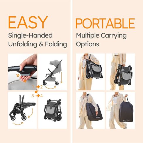 Mamazing Ultra Air X Baby Travel Stroller, Ultra-Lightweight Under 10 lbs | Compact Carbon Fiber Frame & Airplane Friendly, Lightweight Stroller with Reclining Seat, UPF 50+ Canopy & Travel Bag in Saudi Arabia