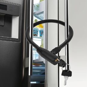 19.7" Secure Black Refrigerator Lock with Keys Childproof Cable Lock for French Door Fridge & Kitchen Cabinet 1-Pack