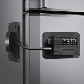 Fridge Lock, Upgraded Refrigerator Lock Combination, Freezer Lock for Upright Freezer, Cabinet Lock with Code for Child Safety, Refrigerator Lock for Kids, Black