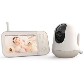 nooie Video Baby Monitor with Camera, 5" Screen with 10-hrs Recharged Battery, Two-Way Audio, 720P HD and Night Vision, Lullaby, Temperature Sensor, Pan Tilt Zoom, No Wi-Fi