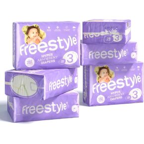 Freestyle Diapers – (Size 3) Hyper Absorbent & Non-Toxic – Disposable Diapers for Sensitive Skin – Ultra Soft Diapers (16-28 lbs) – 168 Count
