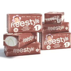 Freestyle Diapers – (Size 3) Hyper Absorbent & Non-Toxic – Disposable Diapers for Sensitive Skin – Ultra Soft Diapers (16-28 lbs) – 168 Count