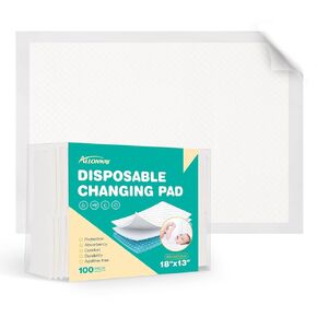 Disposable Changing Pads for Baby 100 Count, Diaper Changing Pad 13 x 18 in, Changing Pad Liner Super Absorbent, Perfect Disposable Pads for Newborns