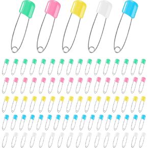 110 Pcs Stainless Steel Diaper Pins, 2.1 Inch Baby Diaper Pins for Cloth Diapers, Plastic Head Baby Safety Pins, Large Diaper Pins with Locking Closures, 5 Colors Nappy Pins