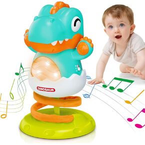 Toys for 12+ Months Girl & Boy - First Birthday Gifts for Girls & Boy - Bouncin' Dinosaur Toys with Music Lights & Bouncing Action for Ages 18+ Months, Baby Musical Toys for Toddlers1-3