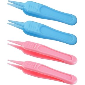 4-Piece Nose Cleaning Tweezers Safe and Effective Clip Care Ear, Nose And Navel Cleaning Tool Pliers, Pink&blue