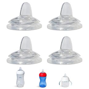 Sippy Spout Nipples for Philips Avent Natural Baby Bottles, My Grippy Spout Sippy Cup and Natural Trainer Sippy Cup | 4-Count | Soft Spout | Food Grade Silicone | Variable Flow (Sippy Spout Nipple)