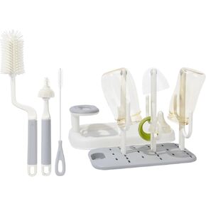 Bebamour Bottle Brush Set - Baby Bottle Drying Rack with Baby Bottle Brush,Silicone Bottle Cleaner Brush & Nipple & Straw Cleaner-5 in 1 Bottle Cleaning Tool for Home and Travel