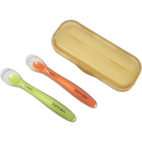 Baby Spoons, First Stage Feeding For Baby, Soft Silicone, Toddler spoon, Baby's First Foods Spoon Set with Travel Case, Gum-Friendly, Baby Gifts, Baby essentials, BPA Free,2-Pack