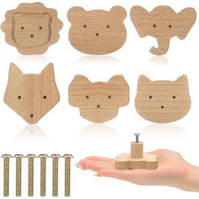 Qunclay Wooden Animal Cabinet Knobs Decorative Wood Dresser Knobs with Screws Dresser Pulls Wood Marine Woodland Animals Knobs Furniture Knobs Nursery Drawer Handles for Decor (Sea Animal, 6 Sets)