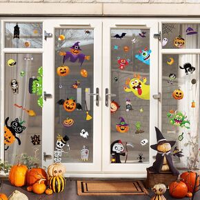 628PCS Halloween Decorations Window Clings - Cute Halloween Window Stickers Pumpkin Skeleton Ghost Decals for Home Office Kids Classroom Decor Party Supplies Gifts (Small Size)