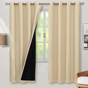 BGment Short 100% Blackout Curtains for Bedroom, Thermal Insulated Energy Efficiency Noise Reducing Grommet Curtains 45 Inch Length with Liner for Small Window 2 Panels Each 42 Inch Wide, Aqua