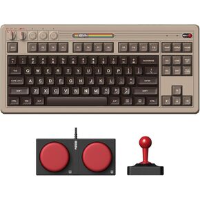 8BitDo Retro Mechanical Keyboard, Bluetooth/2.4G/USB-C Hot Swappable Gaming Keyboard with 87 Keys, Dual Super Buttons and Super Stick for Windows and Android - C64 Edition
