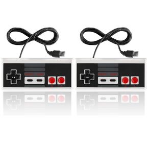 LongLongJin USB NES Controller for NES Games,Compatible Windows PC Mac Linux RetroPie NES Emulators,Retro Classic Joystick Raspberry Pi Gamepad Controller for Authentic Gaming Experience (2 Pack)