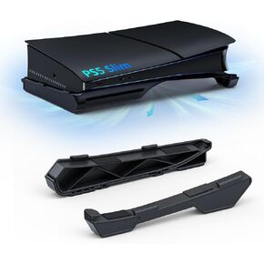 NexiGo PS5 Slim Horizontal Stand with Silent Enhanced Cooling Fan, Adjustable Speed, [Low Noise], [Auto Power On/Off], USB 3.0 Port, Built-in LED Light, for Both Disc and Digital Editions