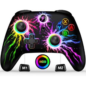 Wireless Switch Controllers for Nintendo Switch Controller/Switch Lite/OLED, RGB Switch Pro Controller support iOS/Android/PC, Switch Remote Gamepad with Macro/Turbo/Motion Control/Vibration/Wake Up