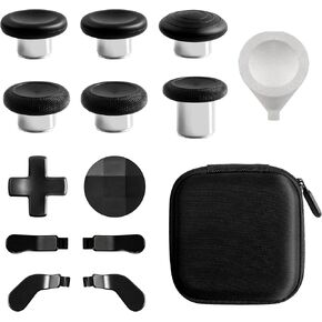 14 in 1 Metal Thumbsticks for Xbox Elite Wireless Controller Series 2,Gaming Accessory Replacement with 6 Swap Thumbsticks,4 Paddles,2 D-Pads,1 Bag,1 Tool(Black)