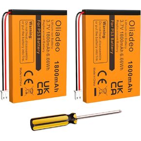 2-Pack PS3 Replacement Controller Battery: Compatible with Dualshock 3 Battery - Playstation 3 Battery - CECHZC2E CECHZC2U Controller for Sony Sixaxis LIP1359, LIP1472, LIP1859 Tool 1800mAh