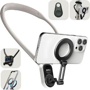 Bokan™ 3in1 Magnetic Neck Mount for Phones & Action Cam + Remote Controller, Hand-Free Chest Mount for Video POV/Vlog, MagSafe Phone Holder iPhone 15/14/13/12 Android & GoPro/Insta360 (Matte Black)