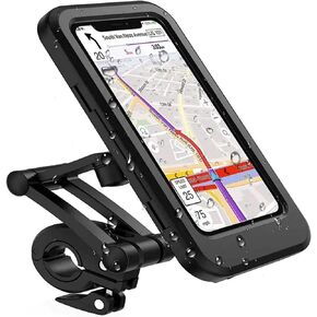 WATERPROOF Outdoor Sports Bike Phone Mount Case Bicycle Motorbike Handlebar Phone Holder Stand Face ID Screen Protector 360° Rotation Adjustable 4-6.7" Smartphones