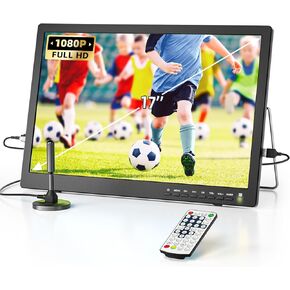 تلفزيون ديسوبري 17 بوصة محمول مع هوائي، تلفزيون صغير محمول مع موالف ATSC، شاشة تلفزيون محمولة تعمل بالبطارية، حامل تلفزيون مدمج، تلفزيون صغير لغرفة النوم، المطبخ، التخييم، RV، دعم HDMI، AV، USB in Kuwait