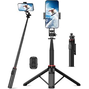 51"Selfie Stick Tripod, Aluminum Alloy Integrated Smartphone Tripod Stand with Wireless Remote Control Portable Retractable Cell Phone Tripod for iPhone/Samsung/GoPro/Android Phone