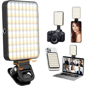 Rechargeable Magnetic Phone Selfie Light 128 LED Fill Light with Phone Clip & Cold Shoe,Adjusted 3 Light Modes for Magsafe Phone Selfies,Laptop,iPad,TikTok,Video Vlog,Makeup,Camera