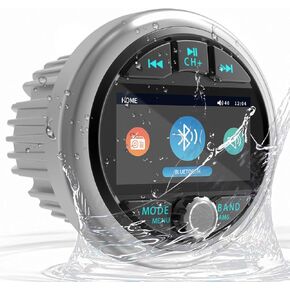 Bluetooth Marine Gauge Stereo System: Waterproof Boat AM FM Radio Receiver - 3 Inch LCD Display Digital Multimedia MP5 Player USB AUX Subwoofer 200 Watts Output