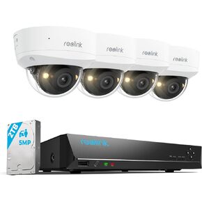 Reolink 5MP 8CH Home Security Camera System, 4pcs 5MP IK10 Vandalproof PoE Cams Wired Outdoor, 130° Ultra Wide Angle, Color Night Vision, Smart AI Detection, 2-Way Audio, 8CH NVR 2TB HDD, RLK8-500V4